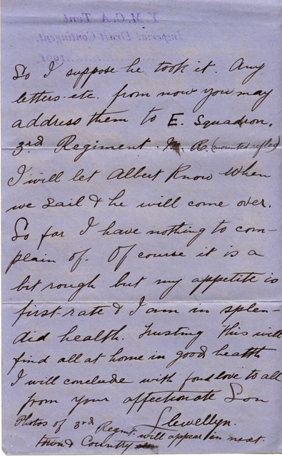 Hugh Hughes letter home page 2